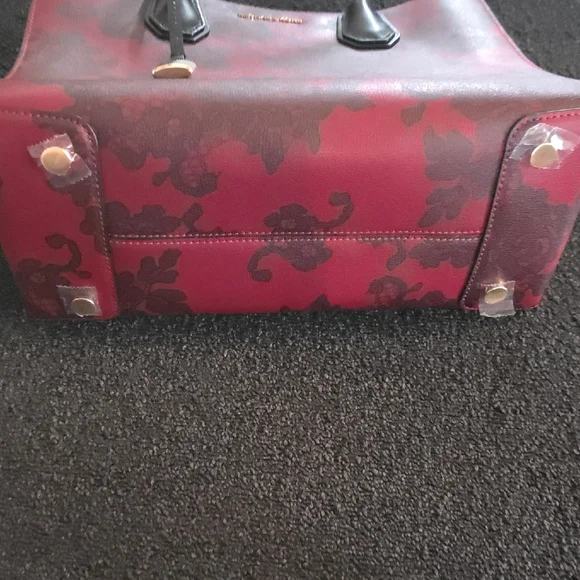 Michael Kors Burgundy Floral Tote - Picture 3 of 5